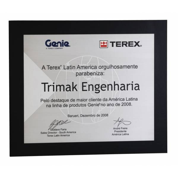 Placas de Homenagem para Empresa na Barragem - Placas de Homenagens